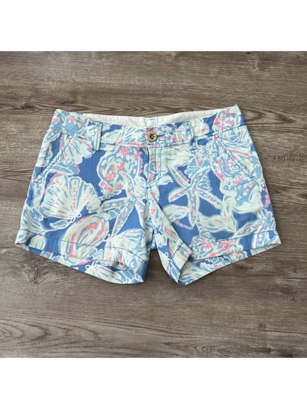 Lilly Pulitzer Callahan Shorts Womens 2 Bay Blue Into the Deep 5" Inseam